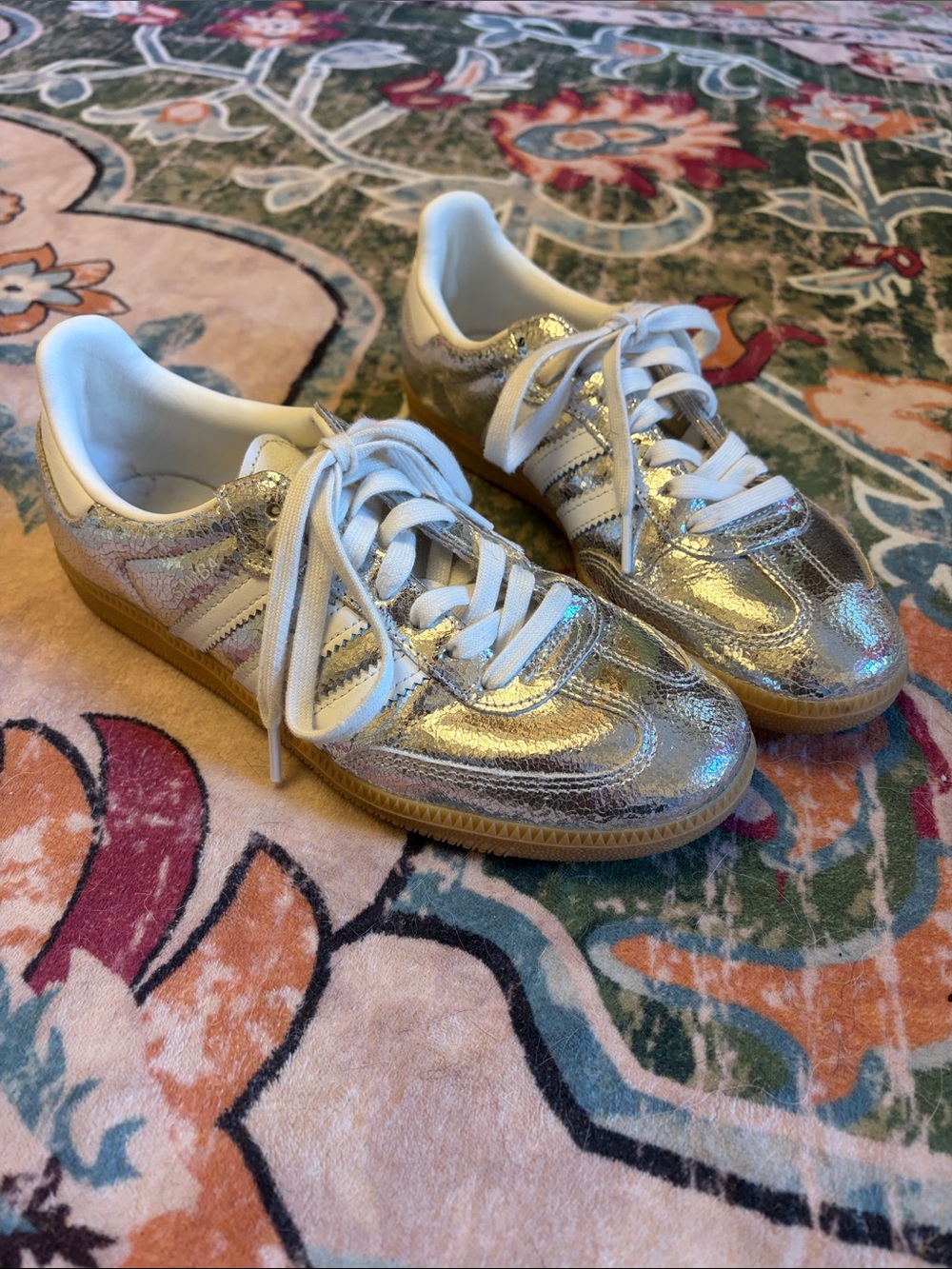 Adidas silver metallic Sambas women’s size 7.5